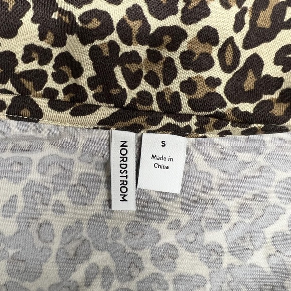 Nordstrom Pajama Set Womens S Beige Leopard Spots Tencel Modal Shorts Relaxed - Picture 8 of 16